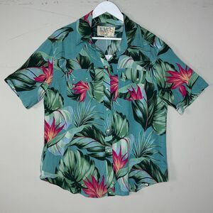 Sandrine Rose Hawaiian Floral Pearl Snap Front Shirt Women Small NWT Made in USA